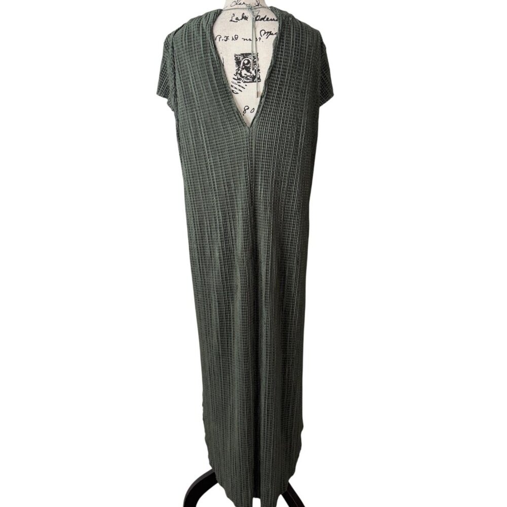 Sabina Musayev Anthropologie Womens XS Maxi Dress Moss Green Textured Crinkle - Picture 3 of 6